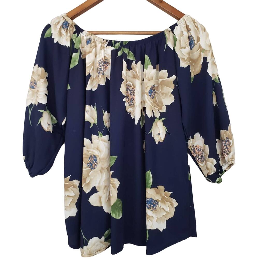 Peach Love California Floral Print Scoop Neck - S